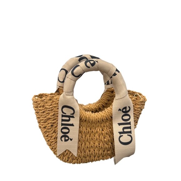 Chloe Handbags - Chloé Woody Raffia Mini Tote Bag With Logo Ribbon & Braided Shoulder Strap NWOT